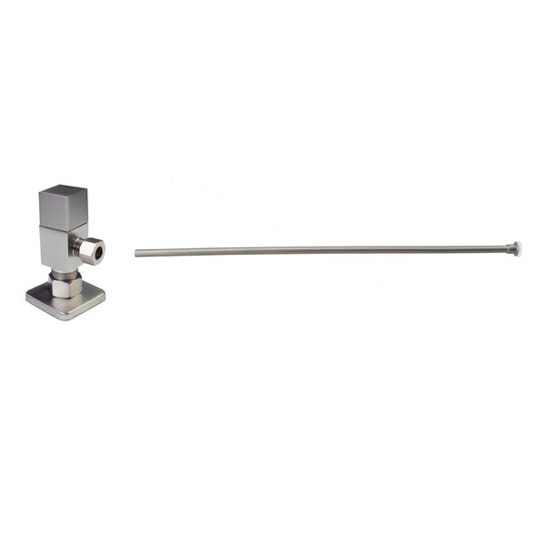 Westbrass Brass Toilet Kit 1/4-Turn Round Angle Stop 1/2" Copper x 3/8" Comp in Satin Nickel D105QST-07